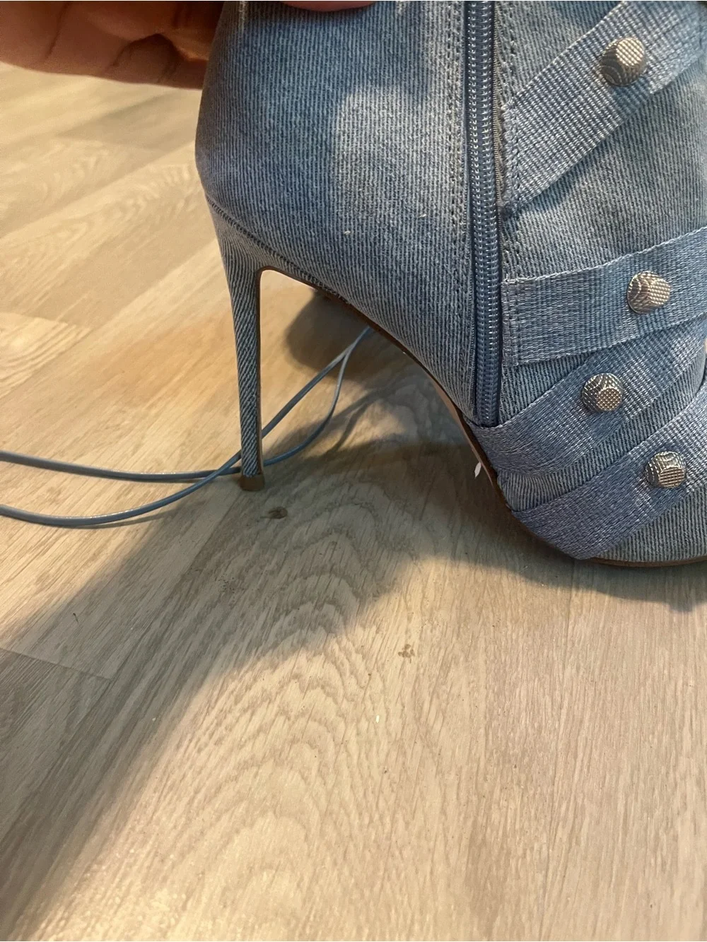 Denim Knee-High Stiletto Boots - Studds Women
